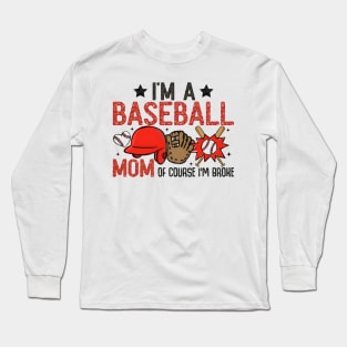 Funny Baseball Mom, Glitter Baseball, Retro Baseball Mama, Baseball Lover Long Sleeve T-Shirt